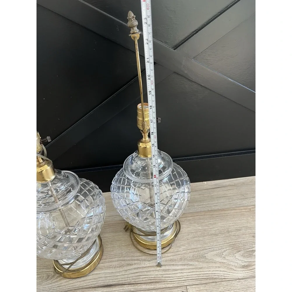 Beautiful Pair Of Waterford Crystal And Brass Table Lamps